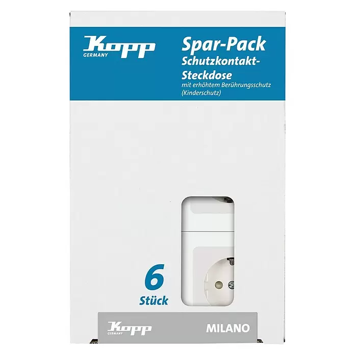 Voltomat Milano Stopcontact 6-pack - Wit, Enkelvoudig, Kunststof, Inbouw, 6 st. - Vooraanzicht