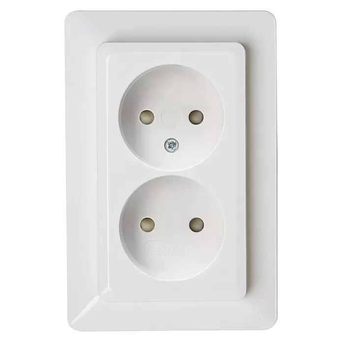Voltomat Milano Stopcontact - Wit, 2 voudig, Kunststof, Inbouw - Vooraanzicht