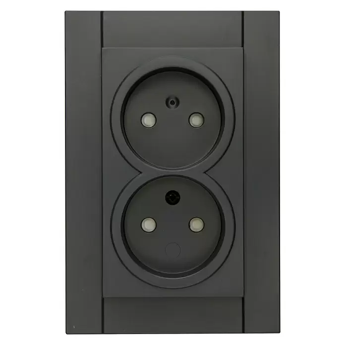 Voltomat Verona Stopcontact 2-voudig - Antraciet, 2 voudig, Kunststof, IP20 - Vooraanzicht