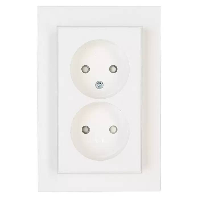 Voltomat Verona Stopcontact 2-voudig - Wit, 2 voudig, Kunststof, IP20 - Vooraanzicht