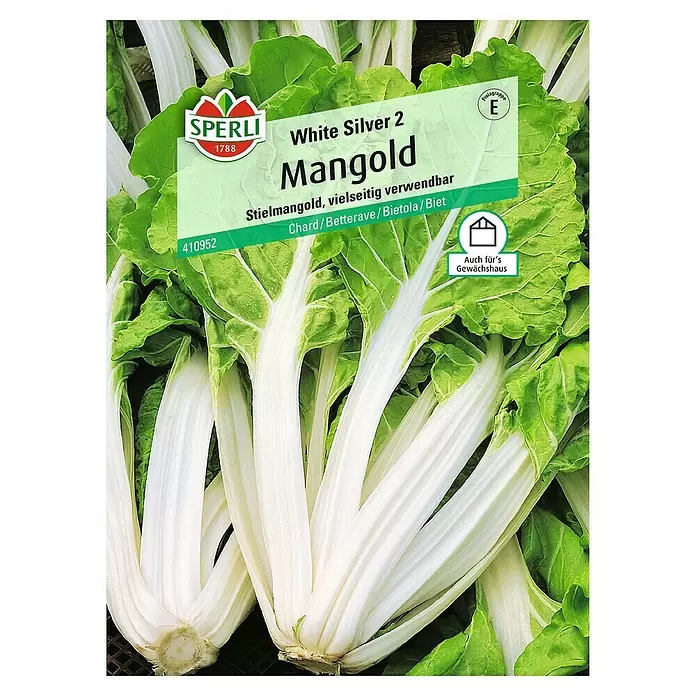 Sperli Gemüsesamen Mangold - White Silver, Beta vulgaris, Erntezeit: Juni - Vorderansicht