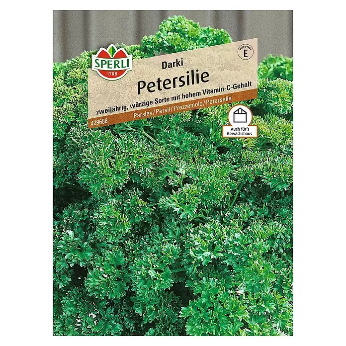 Sperli Kräutersamen Petersilie - Darki, Petroselinum crispum, Saatzeit: März, Erntezeit: Ganzjährig - Vorderansicht