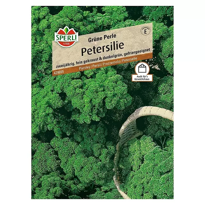 Sperli Kräutersamen Petersilie - Grüne Perle, Petroselinum crispum, Saatzeit: März, Erntezeit: Ganzjährig - Vorderansicht