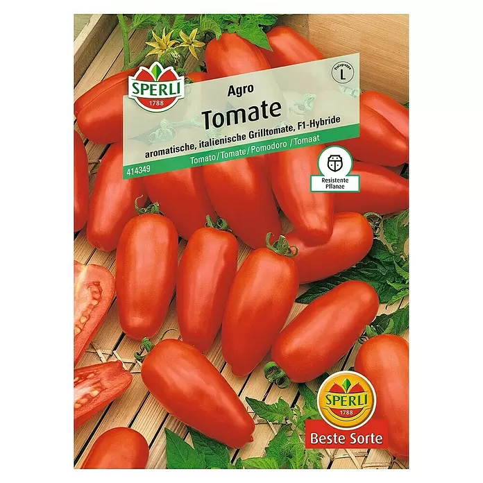 Sperli Gemüsesamen Tomate - Agro, Solanum lycopersicum, Erntezeit: Juli - Vorderansicht