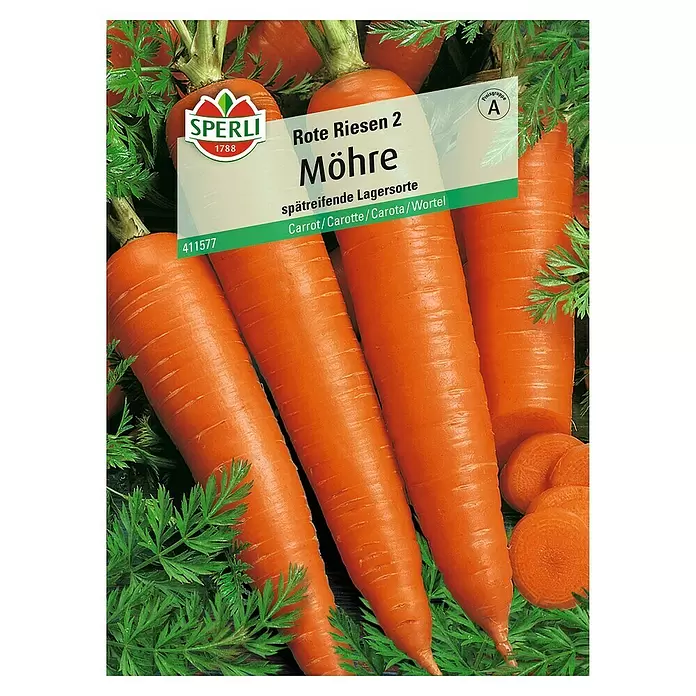 Sperli Gemüsesamen Möhre - Rote Riesen 2, Daucus carota, Erntezeit: Juli - Vorderansicht