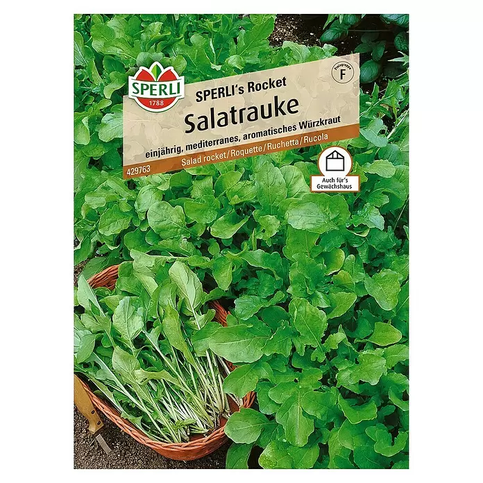 Sperli Salatsamen Salatrauke - Eruca sativa, Erntezeit: Ganzjährig - Vorderansicht