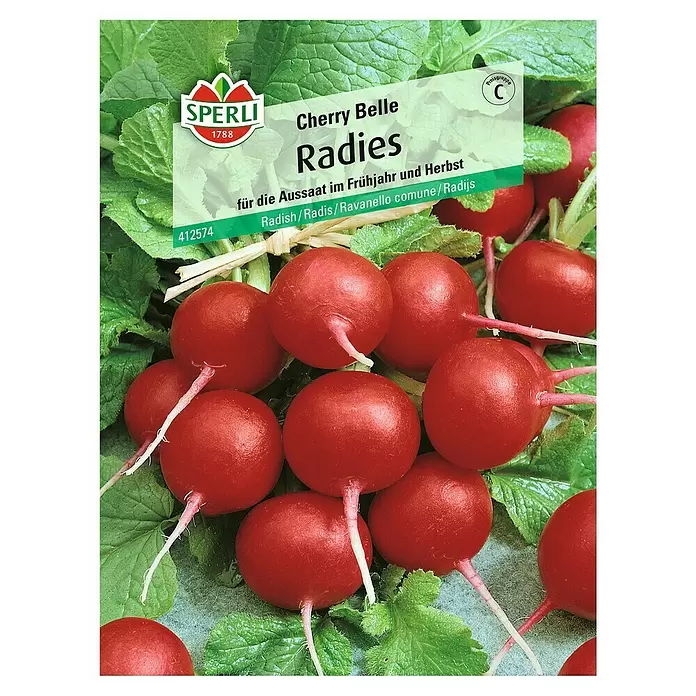 Sperli Gemüsesamen Radies - Cherry Belle, Raphanus sativus, Erntezeit: April - Vorderansicht