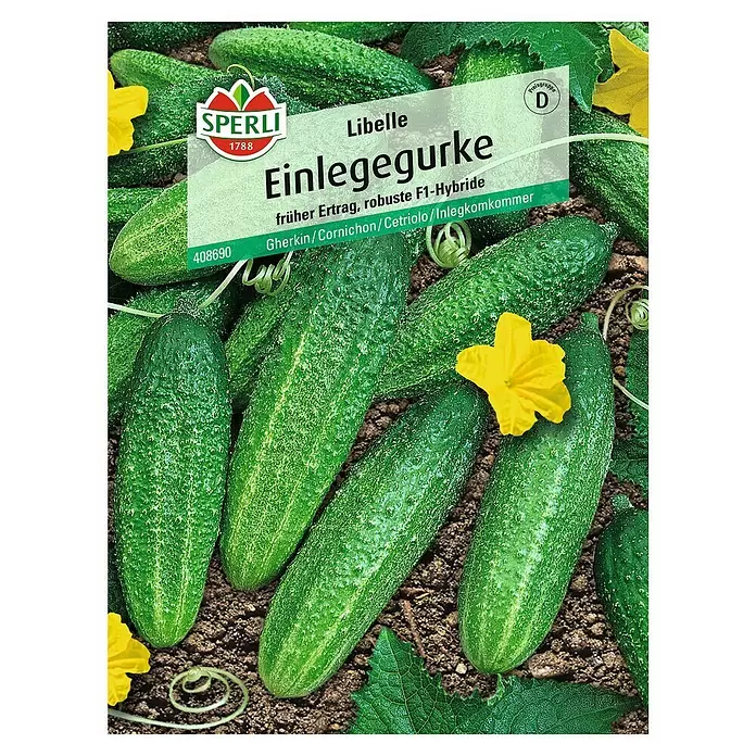 Sperli Gemüsesamen Einlegegurke - Libelle, Cucumis sativus, Erntezeit: Juli - Vorderansicht