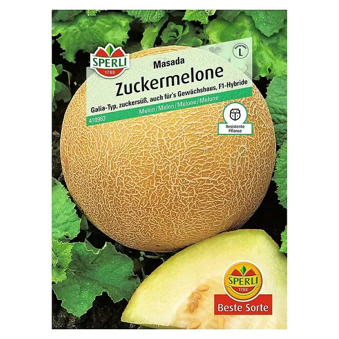 Sperli Obstsamen Melone - Cucumis sativus, Erntezeit: August - Vorderansicht