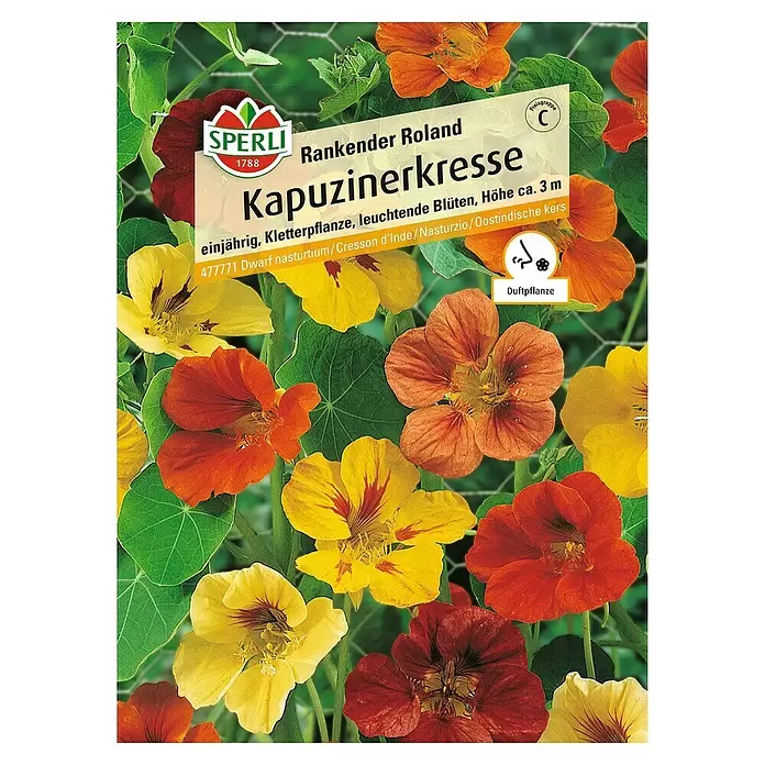 Sperli Kräutersamen Kapuzinerkresse - Roland, Tropaeolum minus, Saatzeit: April - Vorderansicht