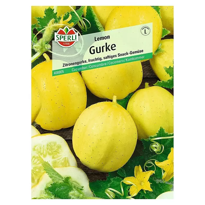 Sperli Gemüsesamen Zitronengurke - Lemon, Cucumis sativus, Erntezeit: Juli - Vorderansicht
