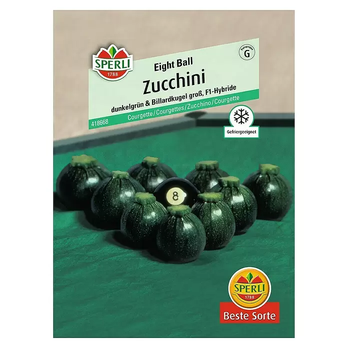 Sperli Gemüsesamen Zucchini - Eight Ball, Cucurbita pepo, Erntezeit: Juni - Vorderansicht