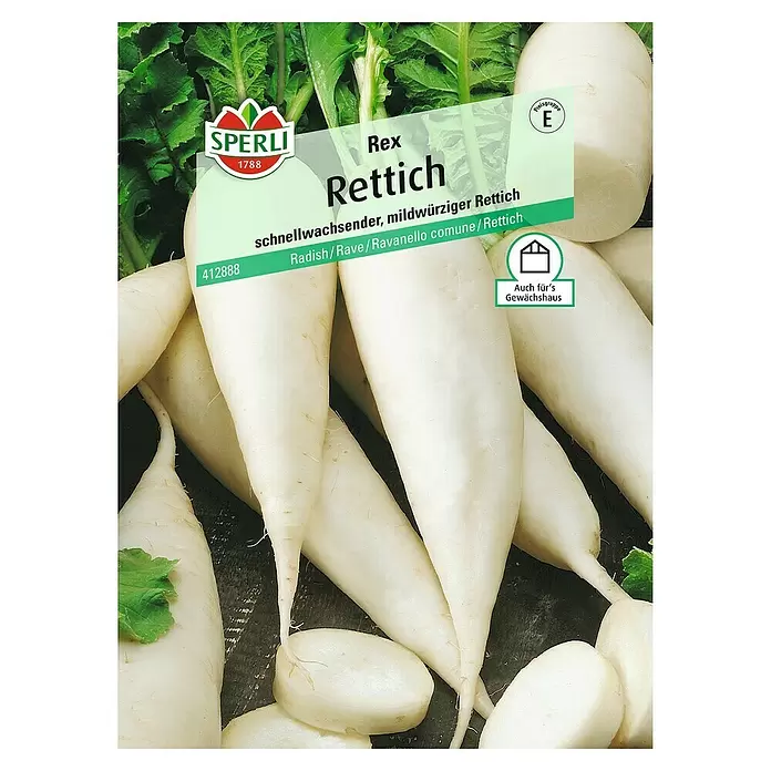 Sperli Gemüsesamen Rettich - Rex, Raphanus sativus, Erntezeit: April - Vorderansicht