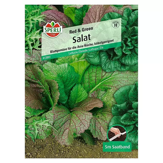 Sperli Salatsamen Red & Green - Lactuca sativa, Erntezeit: Ganzjährig - Vorderansicht