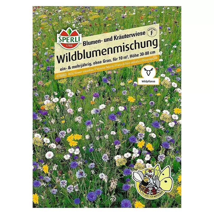 Sperli Blumensamen Wildblumenmischung - Verschiedene Sorten, Blütezeit: Juni, 10 m² - Vorderansicht
