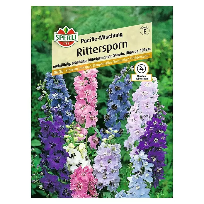 Sperli Blumensamen Rittersporn - Delphinium x cultorum, Mehrfarbig - Vorderansicht
