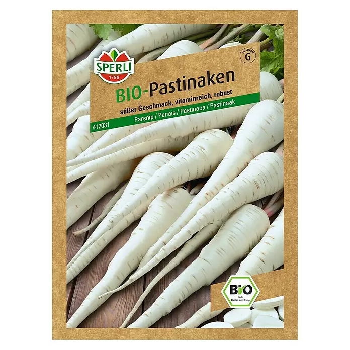 Sperli Gemüsesamen Pastinake - Pastinaca sativa, Erntezeit: März - Vorderansicht