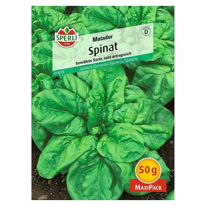 Sperli Gemüsesamen Spinat - Spinacia oleracea, Erntezeit: Mai - Vorderansicht