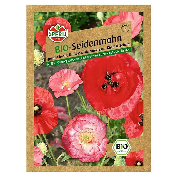 Sperli Blumensamen Seidenmohn - Papaver rhoeas, Rot - Vorderansicht
