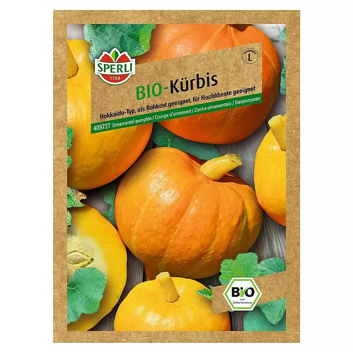 Sperli Gemüsesamen Kürbis - Amoro Bio, Cucurbita maxima, Erntezeit: September - Vorderansicht