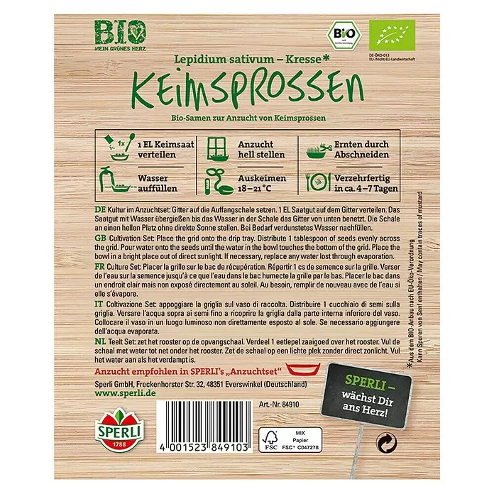 Sperli Saatgut - Kresse - Rückansicht