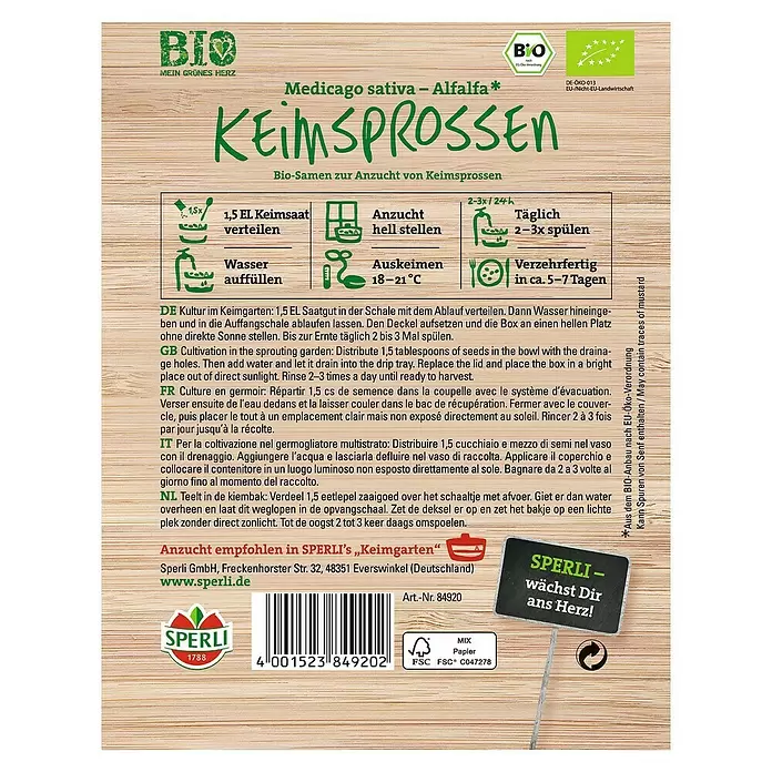Sperli Saatgut - Alfalfa - Rückansicht
