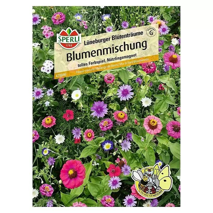 Sperli Blumensamenmischung Lüneburger Blütenträume - Verschiedene Sorten, Mehrfarbig, 3 m² - Vorderansicht
