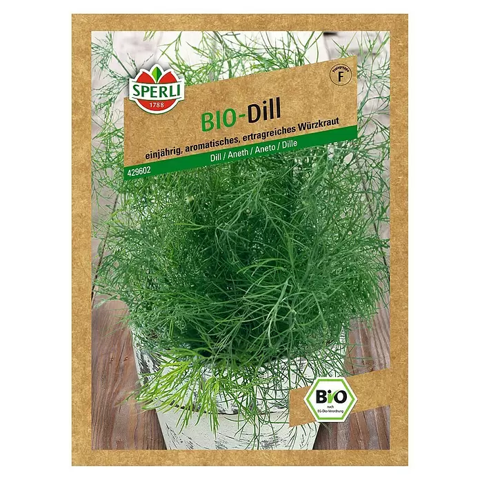 Sperli Kräutersamen Dill - Bio Goldkrone, Anethum graveolens, Saatzeit: April, Erntezeit: Juni - Vorderansicht