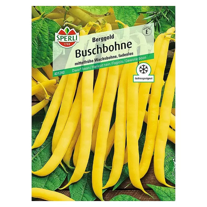 Sperli Gemüsesamen Buschbohne - Berggold, Phaseolus vulgaris var. nanus, Erntezeit: Juli - Vorderansicht