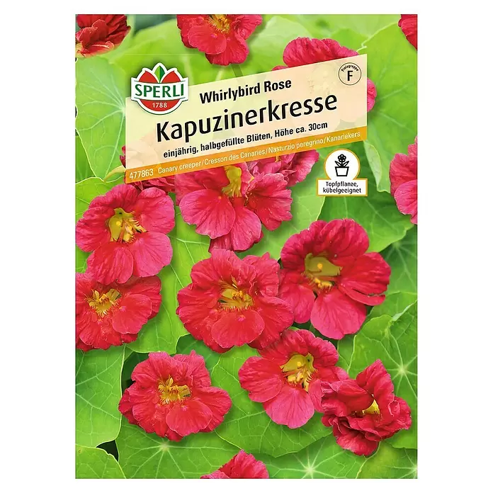 Sperli Kräutersamen Kapuzinerkresse - Whirlybird, Tropaeolum minus, Saatzeit: April - Vorderansicht