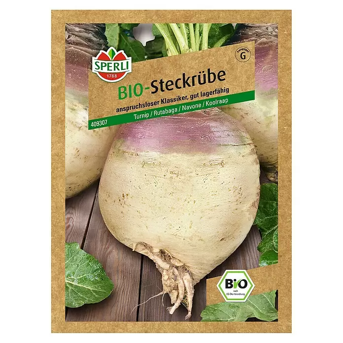 Sperli Saatgut Bio Steckrübe - Brassica napus ssp. rapifera - Vorderansicht