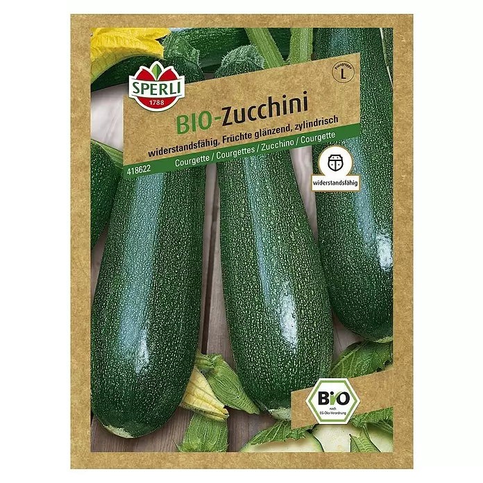 Sperli Gemüsesamen Zucchini - Bio, Erntezeit: Juni - Vorderansicht