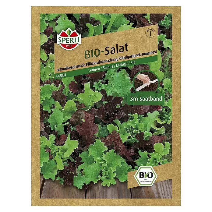 Sperli Salatsamen Bio Salat 'Babyleaf' Saatband - Lactuca sativa, Erntezeit: Mai - Vorderansicht