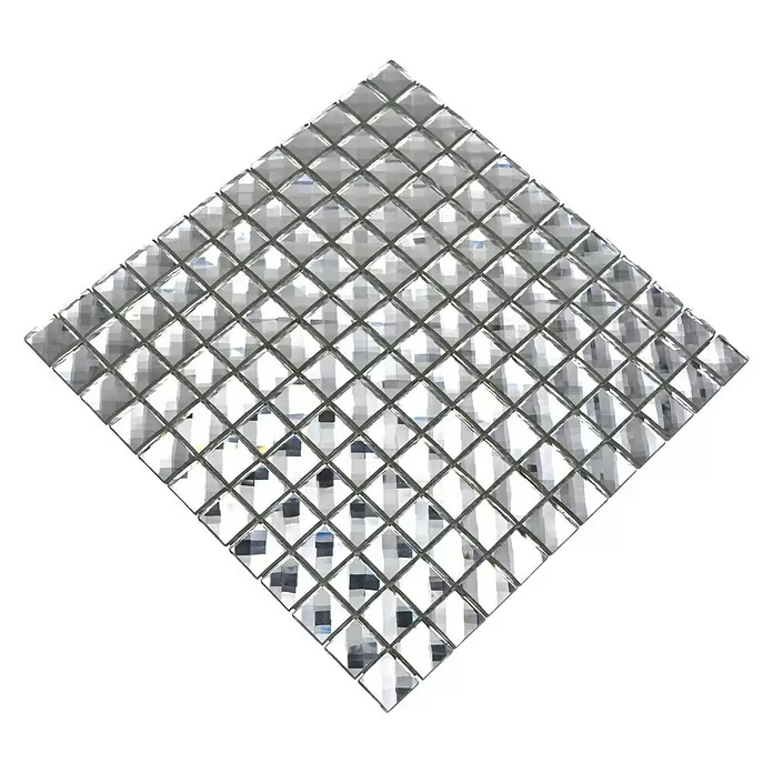 Mozaïektegel vierkant glas XCM SV829 - 30 x 30 cm, Wit, Glanzend - Diagonaal zicht