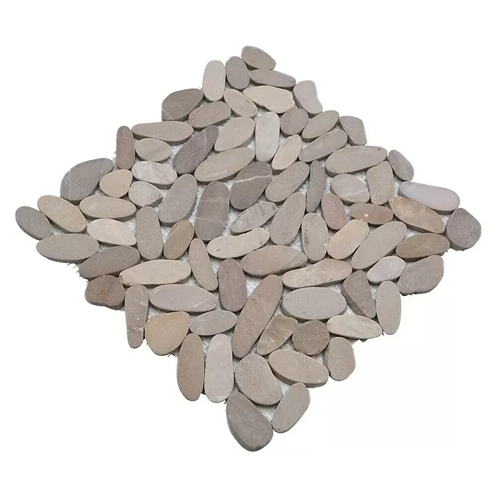 Mozaïektegel kiezel Uni XKS IN10 - 30,5 x 30,5 cm, Beige, Mat - Diagonaal zicht