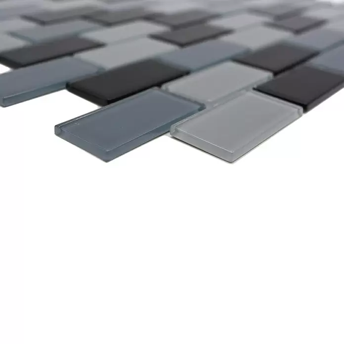 Mozaïektegel brick glas CM B499 - 32,2 x 31 cm, Grijs, Glanzend - Close-up