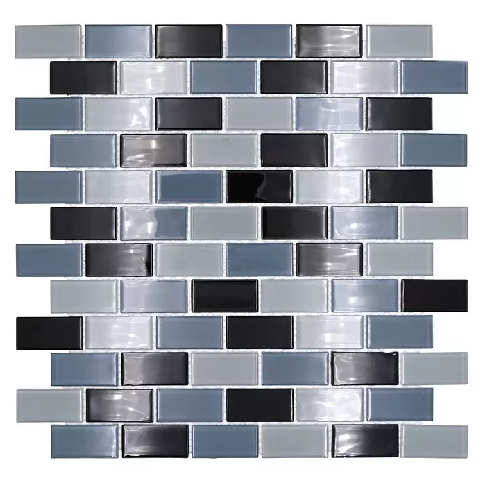 Mozaïektegel brick glas CM B499 - 32,2 x 31 cm, Grijs, Glanzend - Bovenaanzicht
