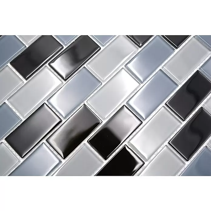 Mozaïektegel brick glas CM B499 - 32,2 x 31 cm, Grijs, Glanzend - Close-up