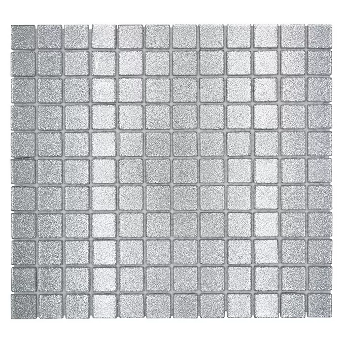 Mozaïektegel vierkant glas CM 4SB6 - 32,7 x 30,2 cm, Zilver, Glanzend - Bovenaanzicht