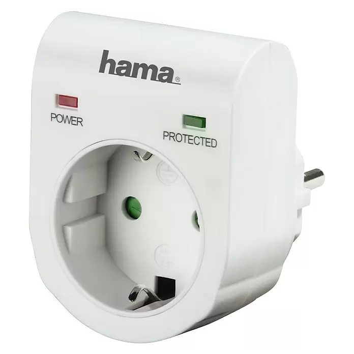 Hama Überspannungsadapter - 230 V, 16 A - Diagonale Ansicht