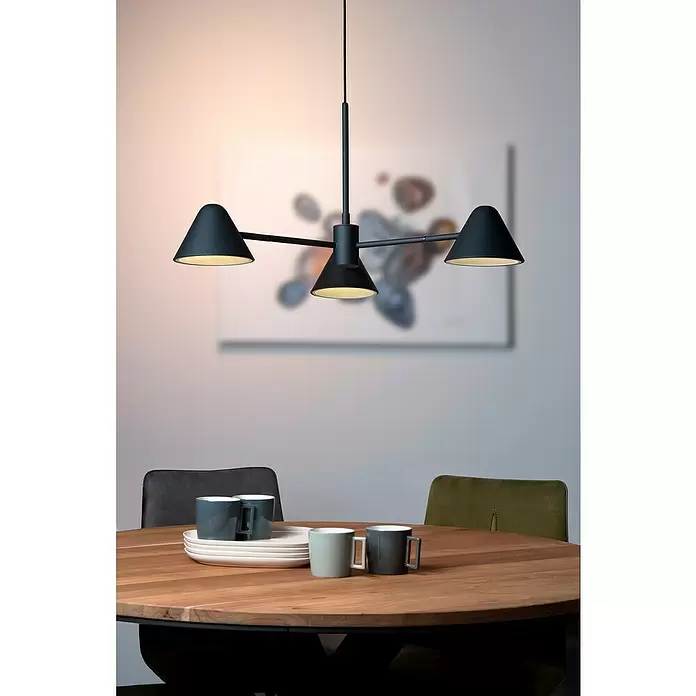 Lucide Devon LED-Pendelleuchte - Höhe: 65 cm, Schwarz - Stimmungsaufnahme