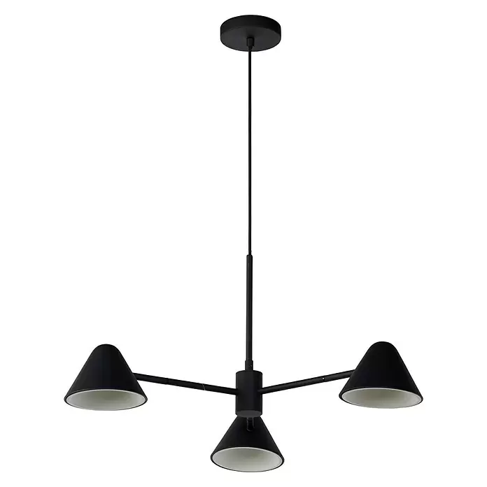 Lucide Devon LED-Pendelleuchte - Höhe: 65 cm, Schwarz - Vorderansicht