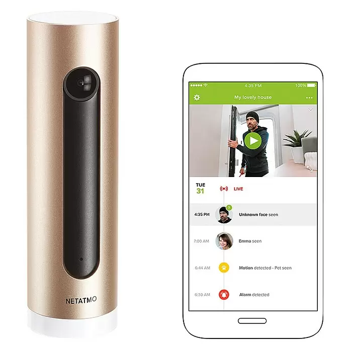 Netatmo Cámara para interior Welcome - 1.920 x 1.080 píxeles (Full HD), Ø x Al: 4,5 x 15,5 cm - Vista frontal