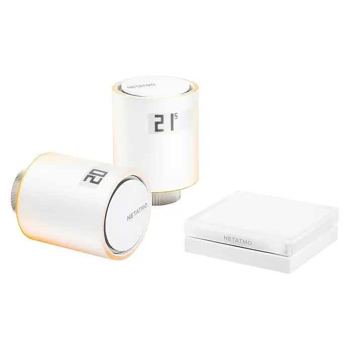 Netatmo Starter-Set Heizkörper-Thermostat - Weiß - Diagonale Ansicht