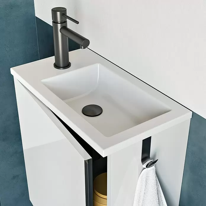 Riva Badmöbel-Set Indus - 46 cm, Weiß, Glänzend - Stimmungsaufnahme