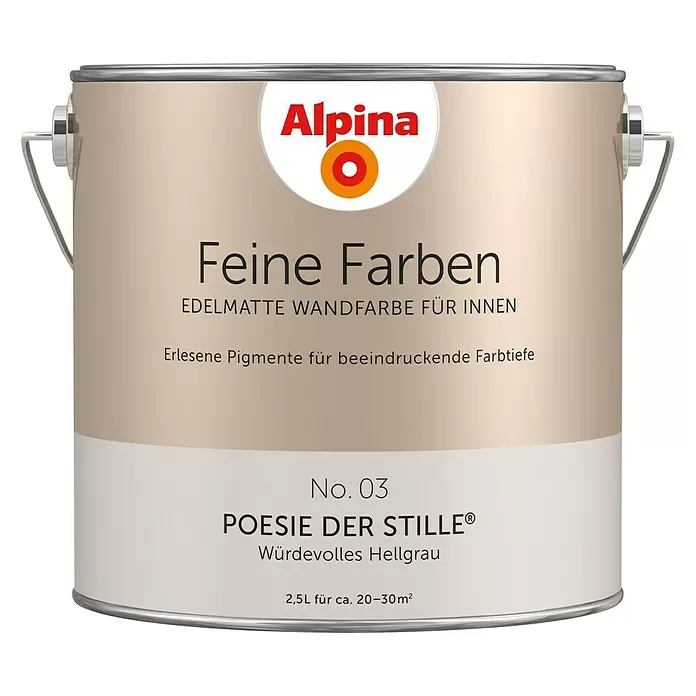 Alpina Wandfarbe Poesie der Stille - 2,5 l, Poesie der Stille, No. 03 - Würdevolles Hellgrau, Matt - Vorderansicht