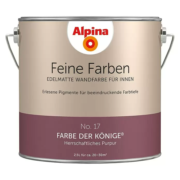 Alpina Wandfarbe Farbe der Könige - 2,5 l, Farbe der Könige, No. 17 - Herrschaftliches Purpur, Matt - Vorderansicht