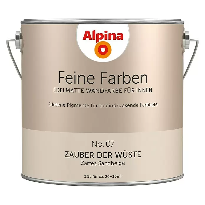 Alpina Wandfarbe Feine Farben - 2,5 l, Zauber der Wüste, No. 07 - Zartes Sandbeige, Matt - Vorderansicht