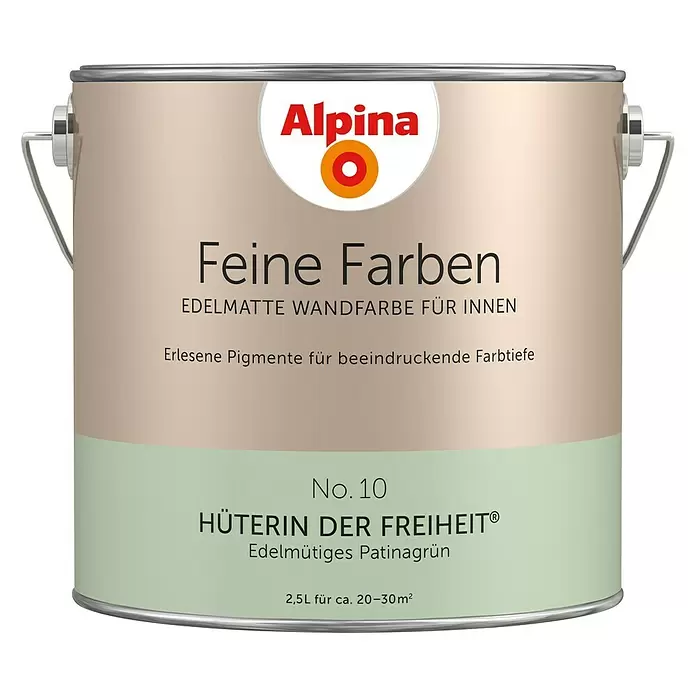 Alpina Wandfarbe Hüterin der Freiheit - 2,5 l, Hüterin der Freiheit, No. 10 - Edelmütiges Patinagrün, Matt - Vorderansicht