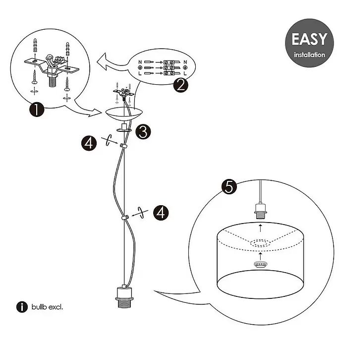 Home Sweet Home Pendelleuchte rund Basic Deluxe - Höhe: 100 cm - Skizze
